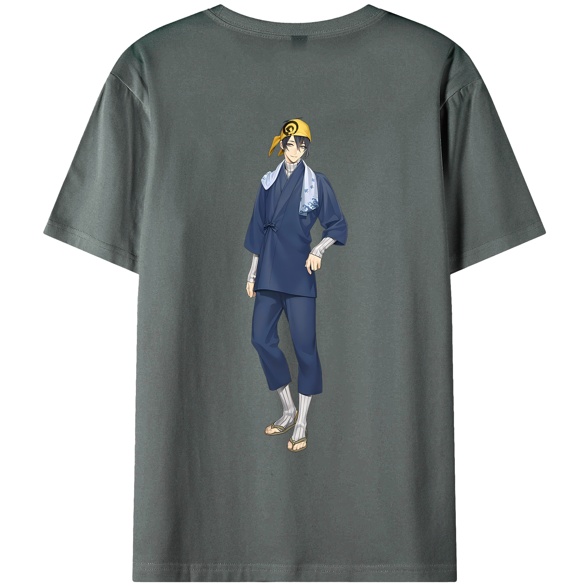 （画像用） 刀剣乱舞 Touken Ranbu 綿100％ メンズ半袖Tシャツ（バックプリント） 通気性